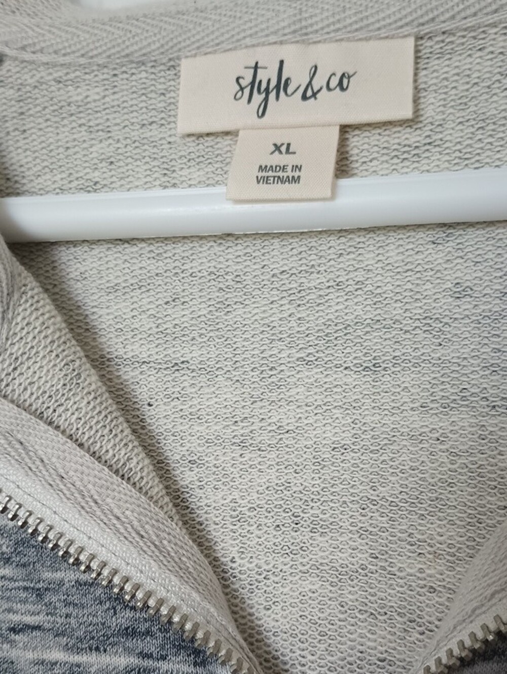 STYLE & CO Heather Gray Full Zip Hoodie Size XL NWOT Lightweight Sweatshirt - Picture 6 of 15